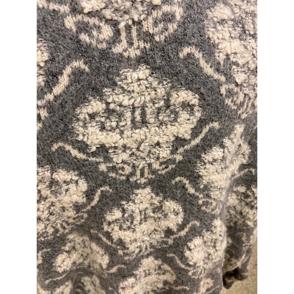 Gray Floral Jacquard Knit Cardigan‎ Cottagecore Bohemian Sweater Coat Size XL - Picture 4 of 6